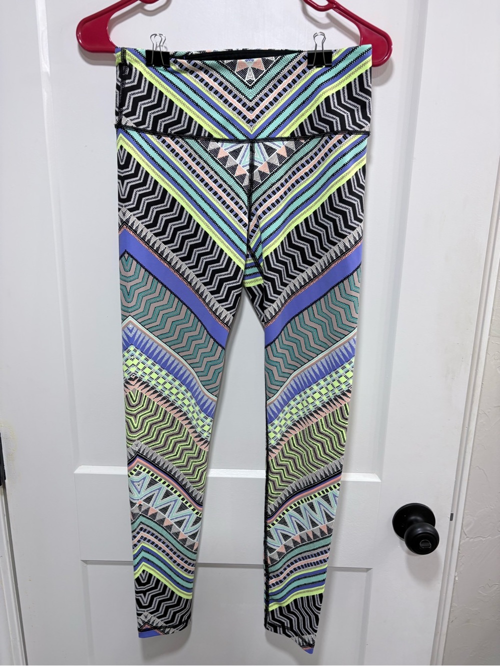 Victoria's Secret Black Multi Neon Geo Leggings